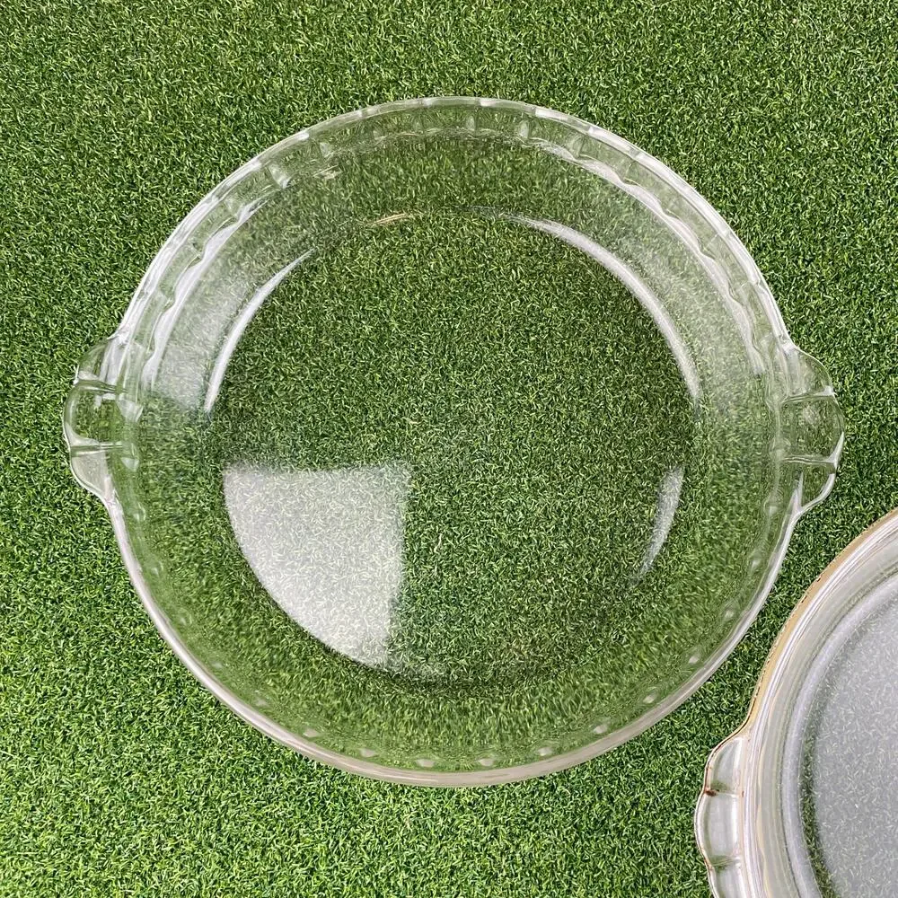 Vintage Lot of 2 Pyrex Clear Glass Fluted Edge Pie Plates